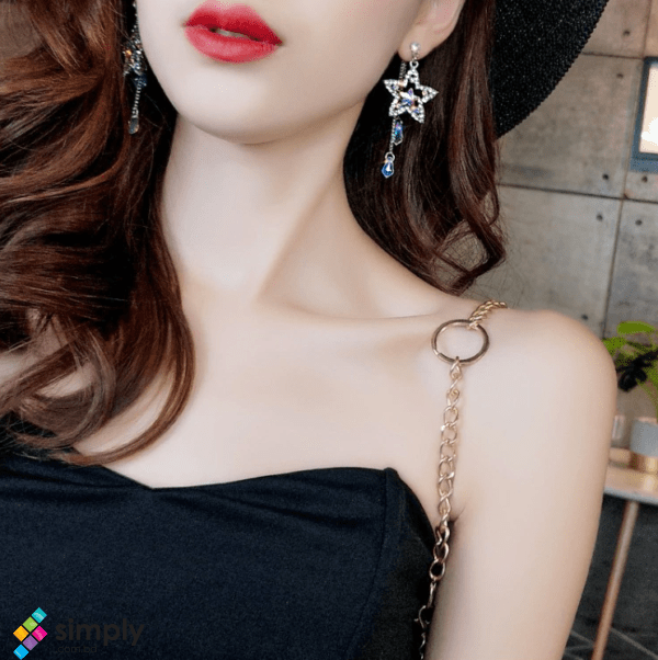 Ethnic Crystal Star Women Dangle Earrings Long Star Tree Sulphur Earrings For Women - Image 3