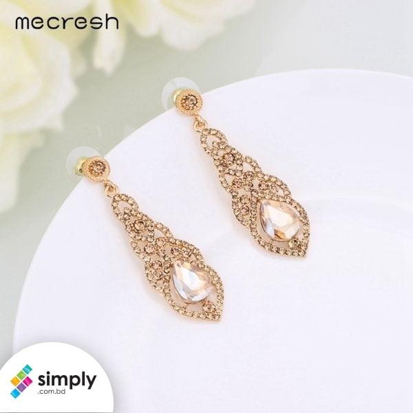 Mecresh Crystal Wedding Drop Earrings for Women - Korean Bridal Dangle Earring 2019 Fashion - Image 3