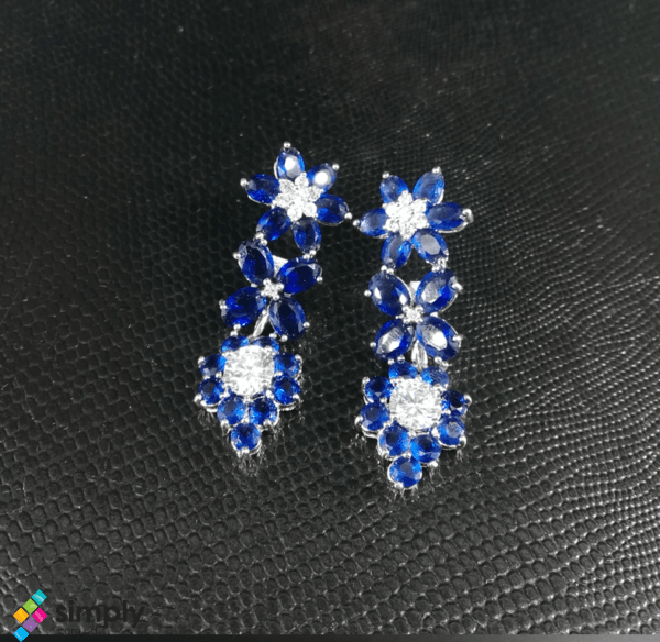 Luxury Romantic Blue Flowers Zircon Jewelry set - Image 2