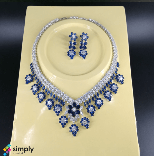 Luxury Romantic Blue Flowers Zircon Jewelry set - Image 4