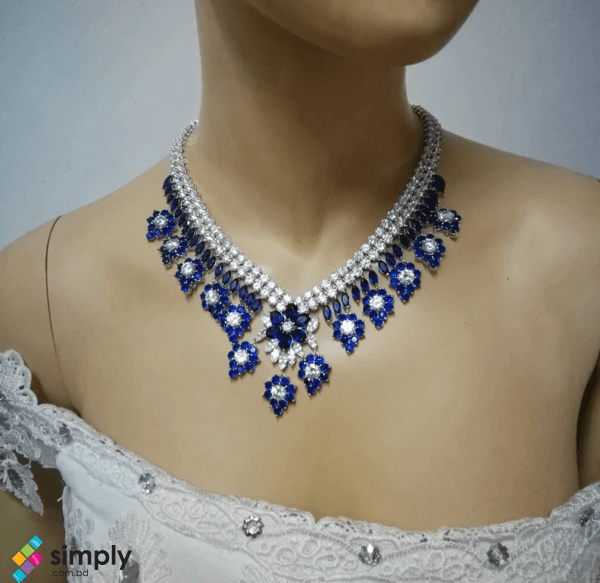 Luxury Romantic Blue Flowers Zircon Jewelry set - Image 5